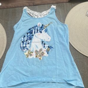 Girls justice tank too in a light blue size 8